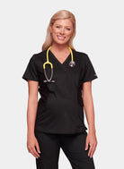 Cherokee WW Revolution Maternity Mock Wrap Scrub Top WWE688-Black