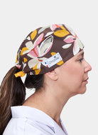 ChrysVal Long Scrub Hat - Retro Flowers - women