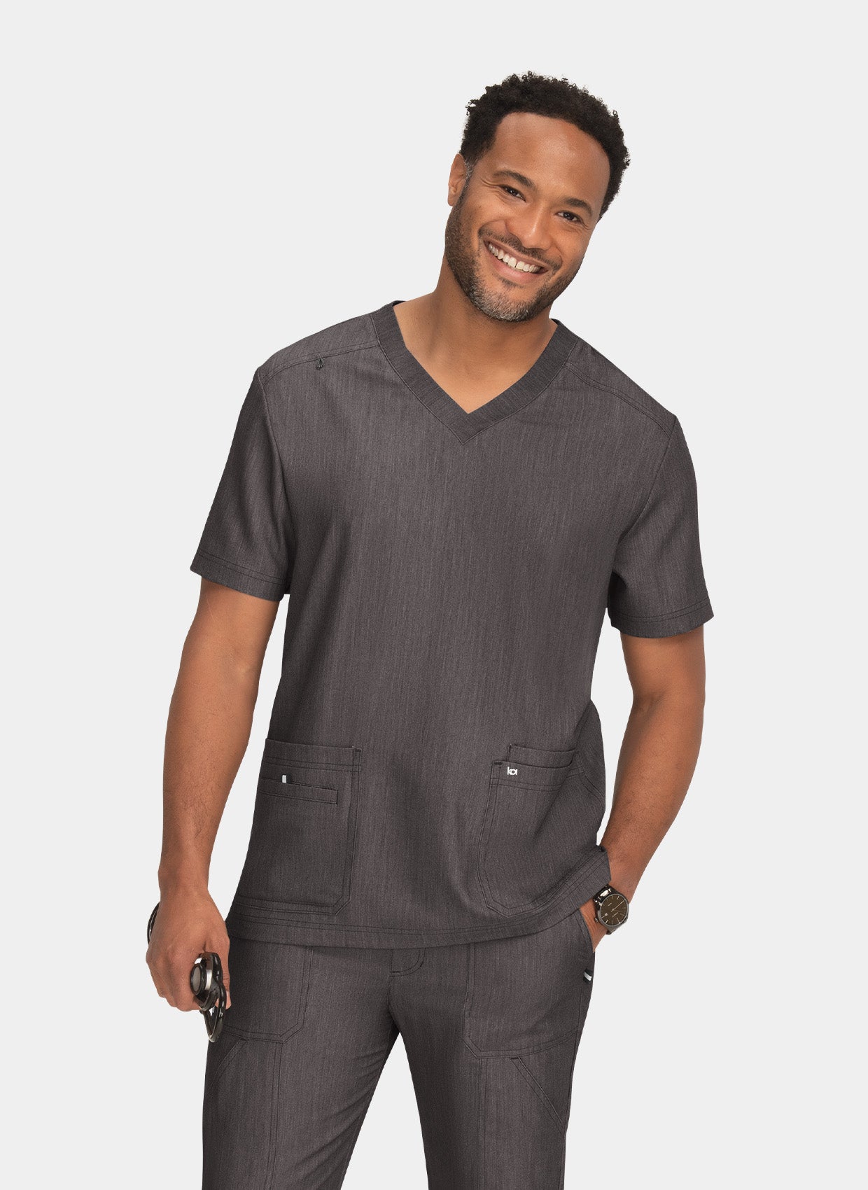 Koi Next Gen Free To Be Scrub Top - Heather Grey