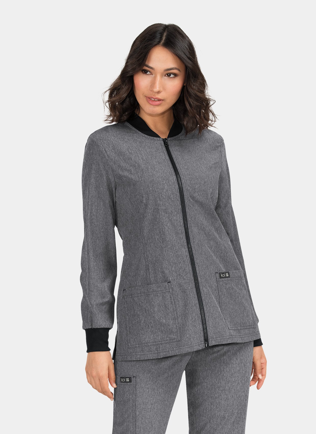 Koi Basics Andrea Scrub Jacket - Heather Grey 