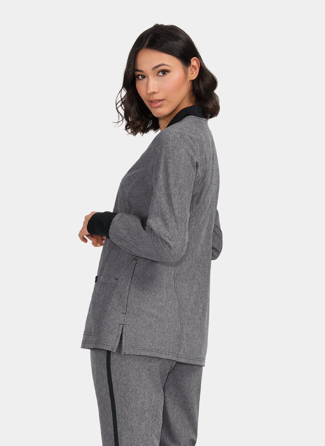 Koi Basics Andrea Scrub Jacket - Heatehr Grey - Back 