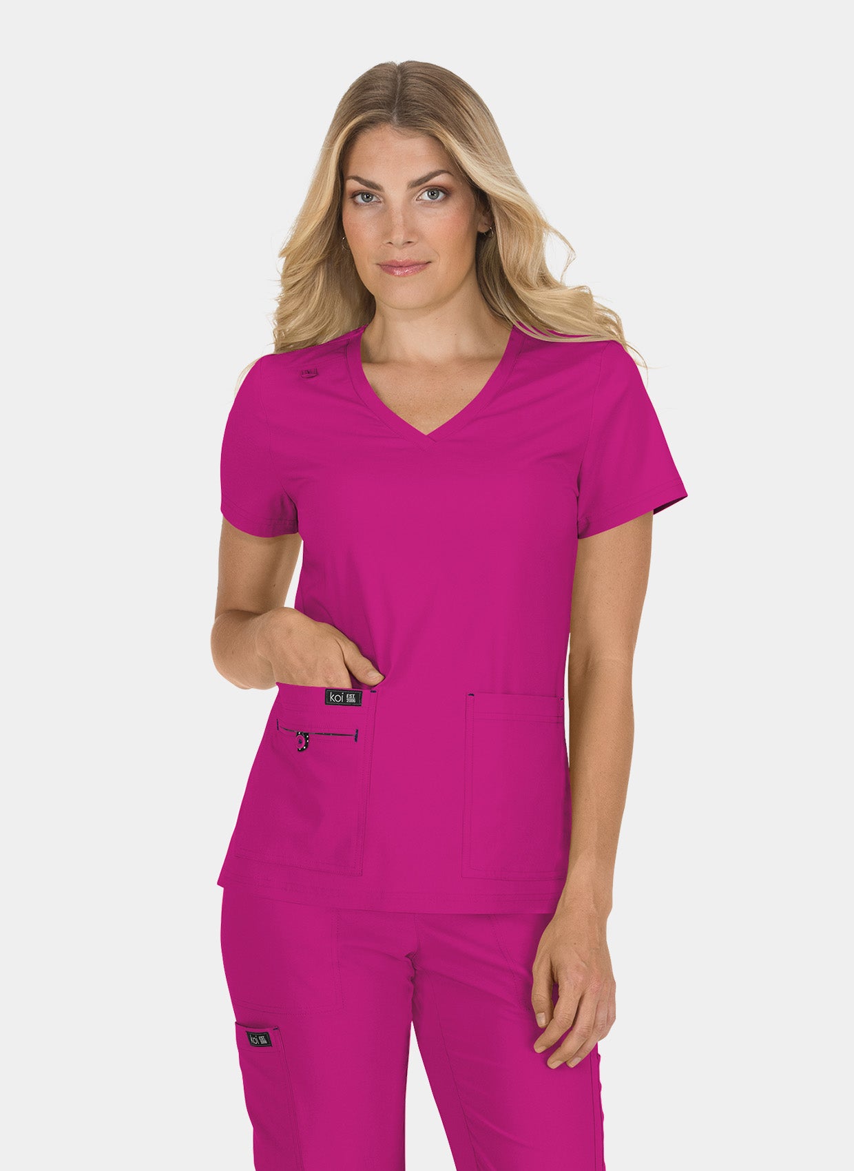 Koi Basics Becca Scrub Top - Azelea Pink