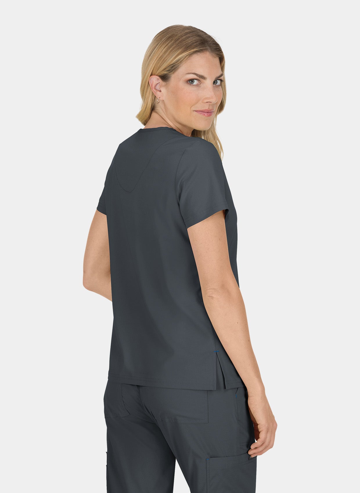 Koi Basics Becca Scrub Top - Charcoal - Back