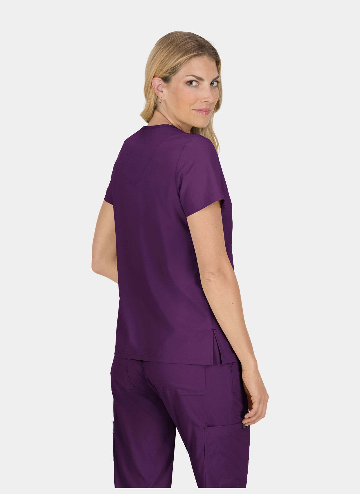 Koi Basics Becca Scrub Top - Eggplant - Back