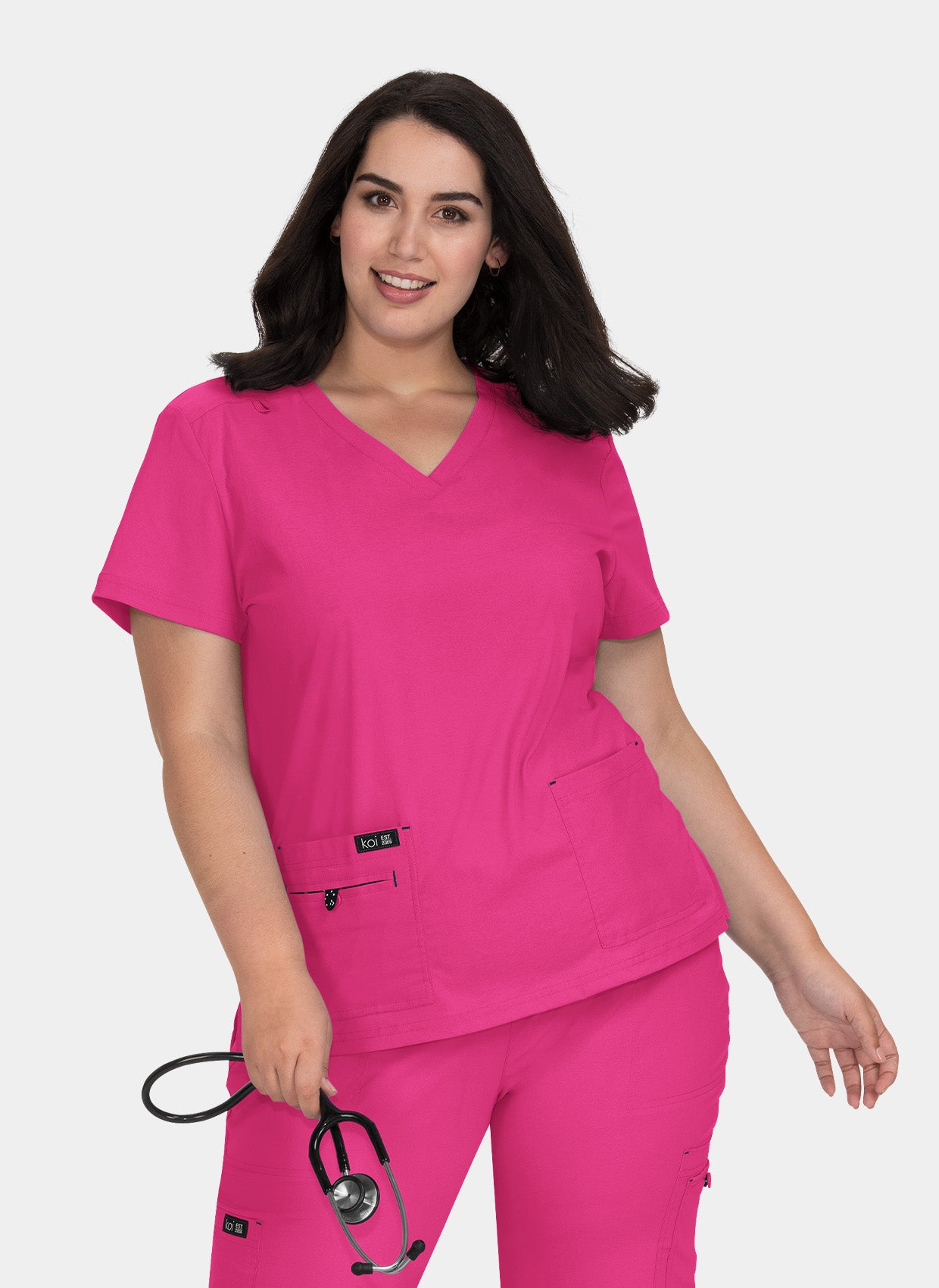 Koi Basics Becca Scrub Top - Flamingo 