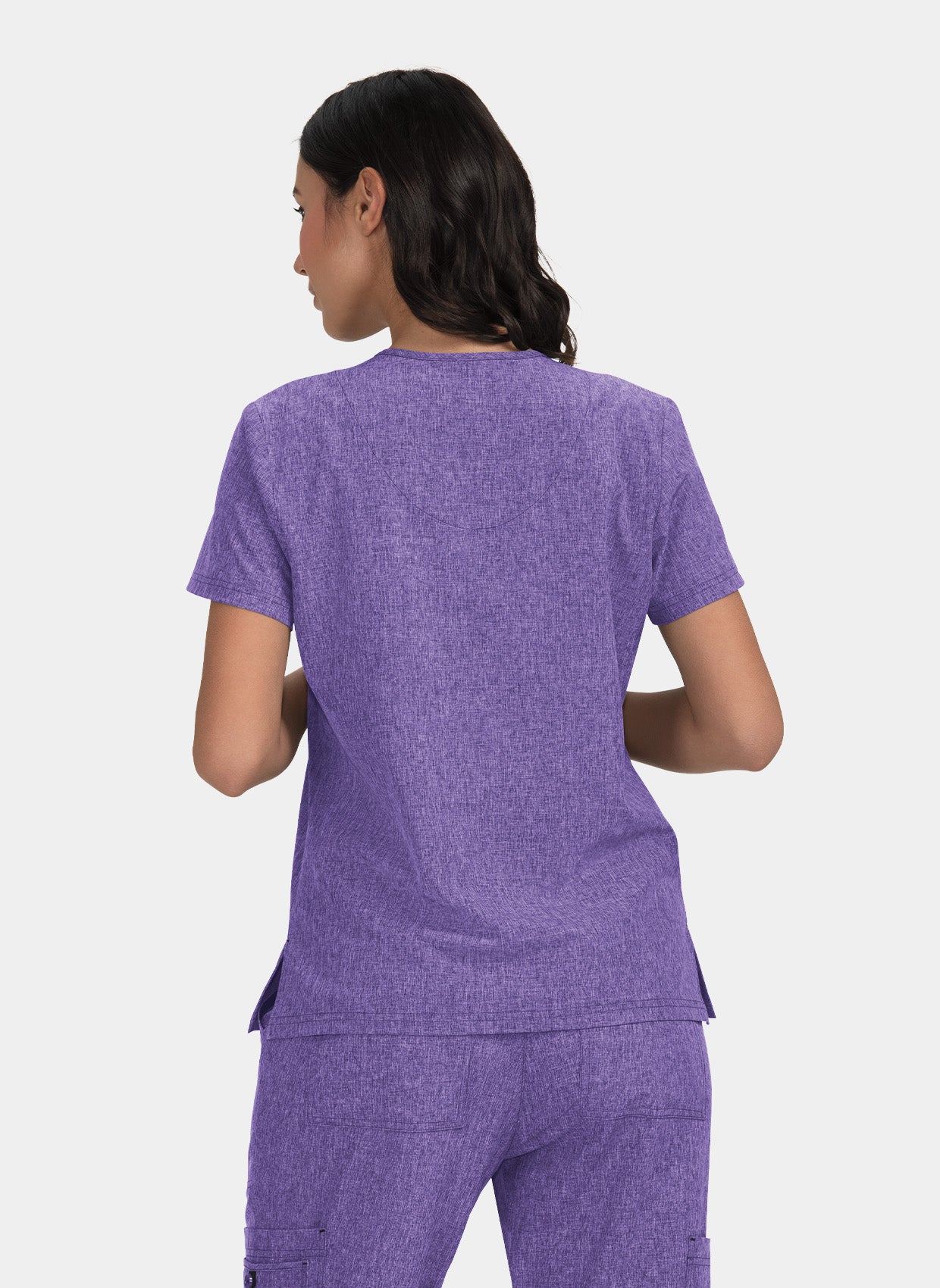 Koi Basics Becca Scrub Top - Heather Wisteria - Back