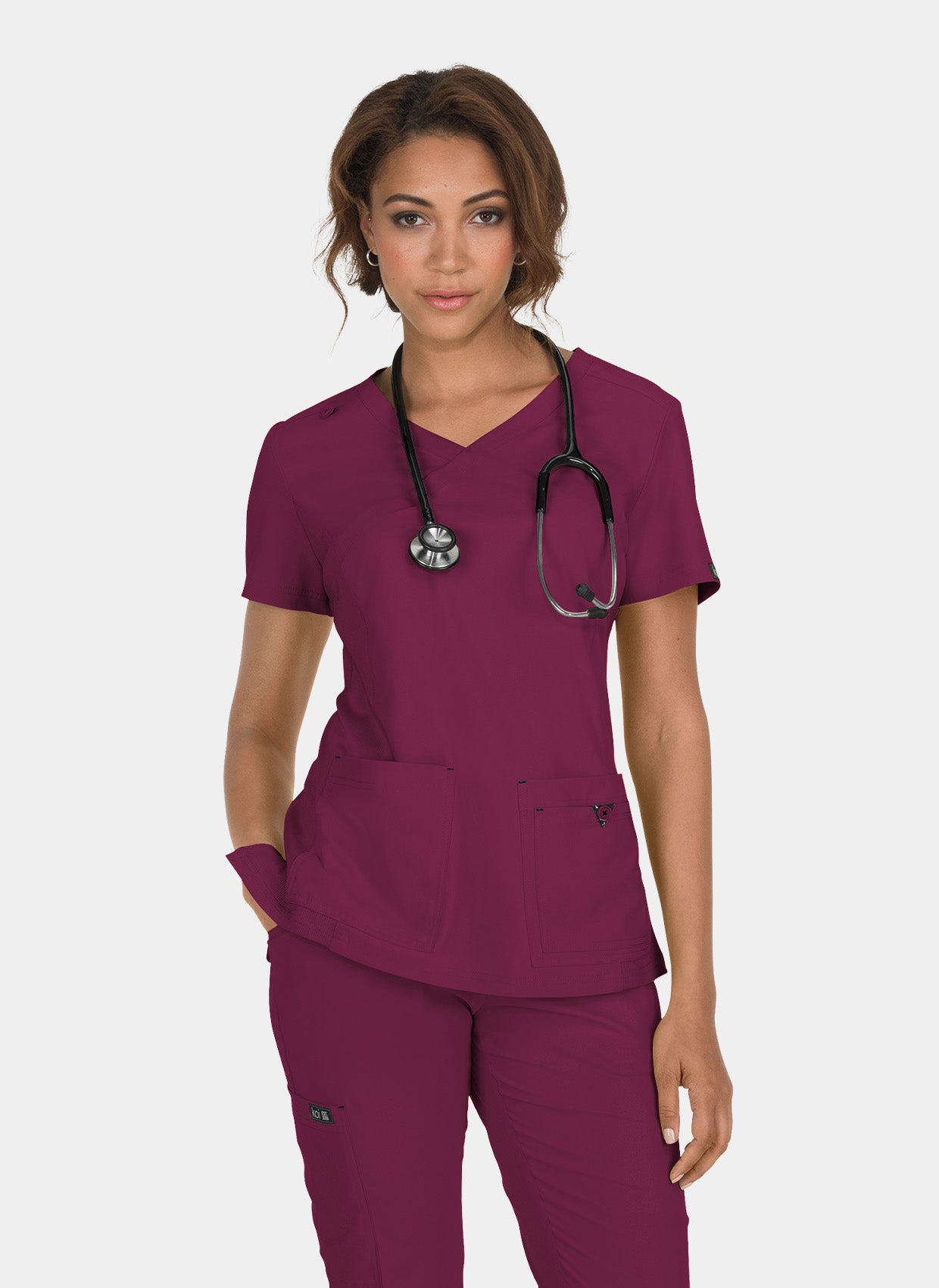 Koi Basics Katie Scrub Top - Wine 