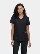 Koi Cureology Cardi Scrub Top - Black - front