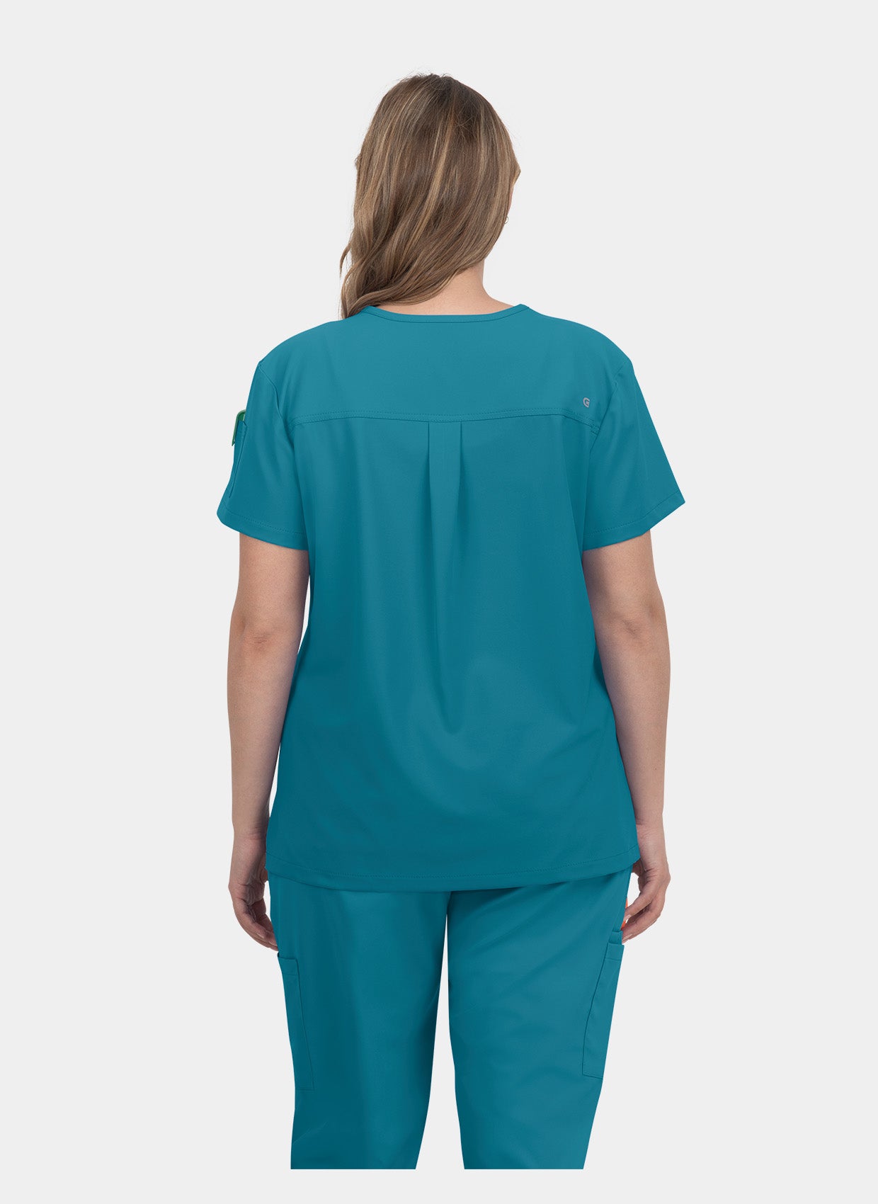 Koi Cureology Cardi Scrub Top - Teal - back