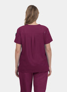 Koi Cureology Cardi Scrub Top - Wine - Back