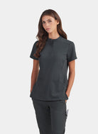 Koi Next Gen Driven Scrub Top - Charcoal - front v2