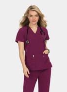 Koi Next Gen Hustle And Heart Scrub Top- Wine