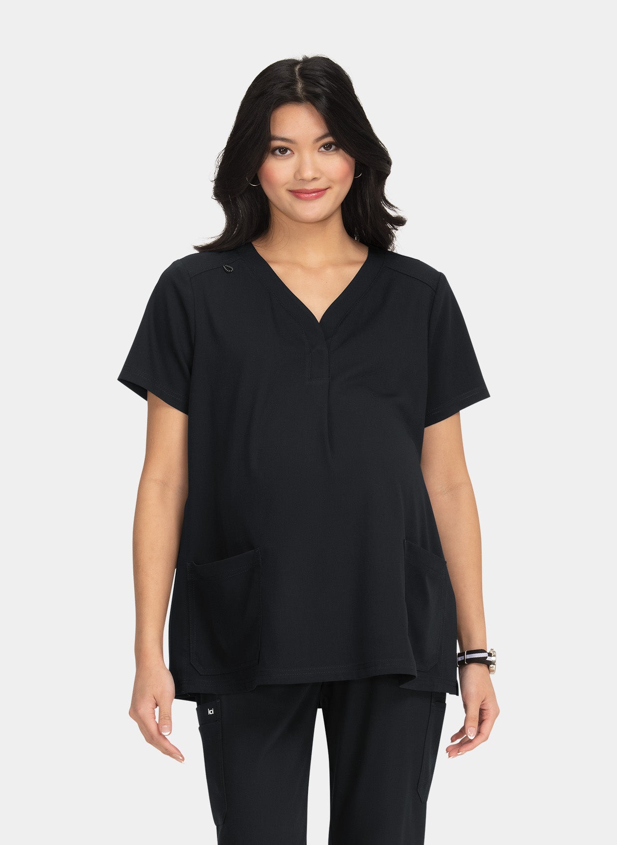 Koi Next Gen Onboard Maternity Scrub Top - Black